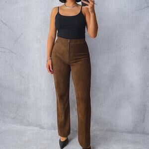Vintage Y2K Barbara Lesser 100% Leather Brown Straight Leg Pants Women’s Size 10